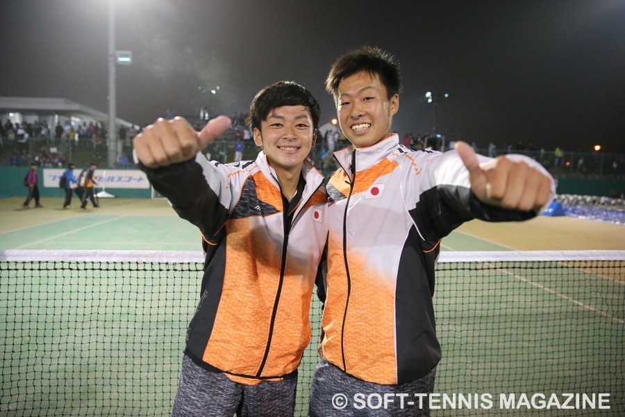 船水颯人（早稲田大）上松俊貴（岡山理大附高） アジア選手権ダブルスで植松と組み、金メダル。上松は、高校生初の国際大会金メダリストに。